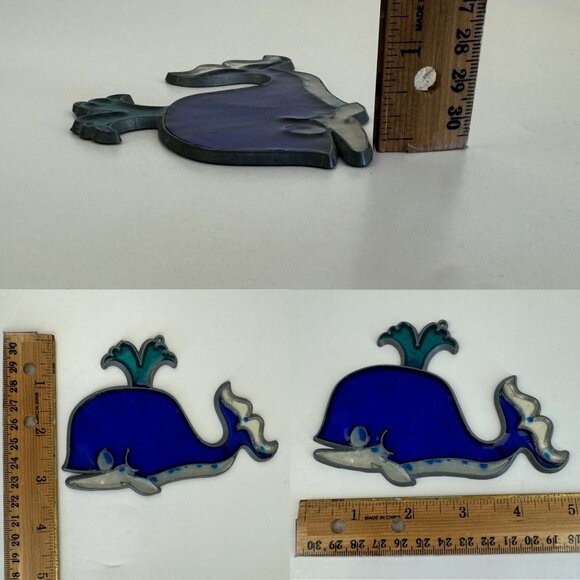 Vtg Whale Blue Suncatcher Acrylic Resin Metal Frame Beach Ocean w Hook Hole READ - Picture 4 of 13